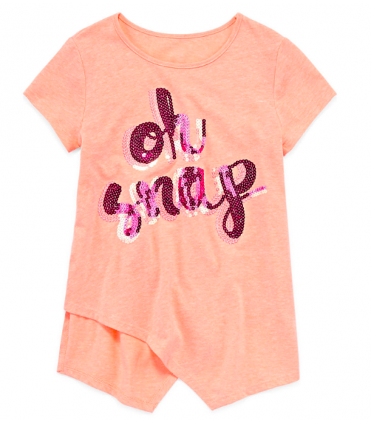 Total Girl Peach Oh Snap Sequined Top 